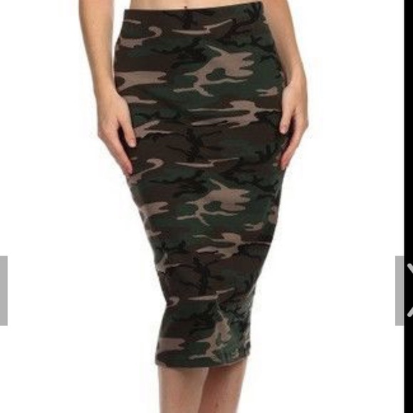 camouflage midi skirt